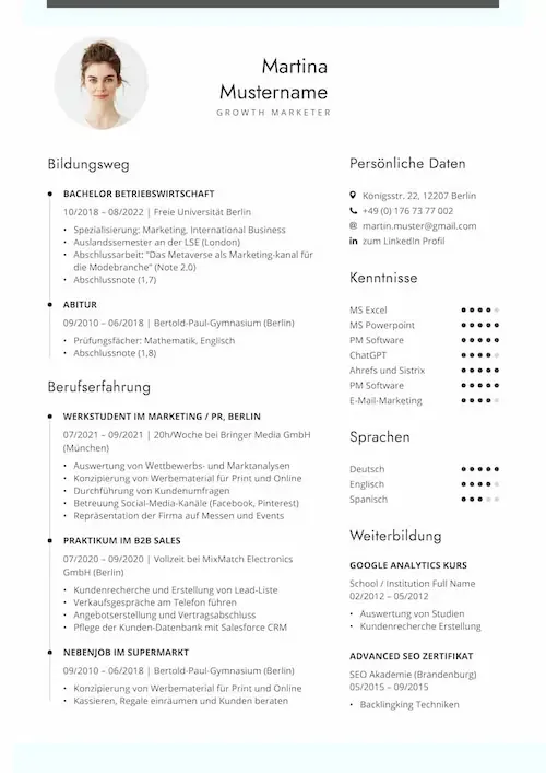 Eleganter Lebenslauf