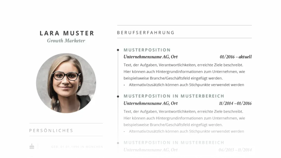 moderner lebenslauf vorschau